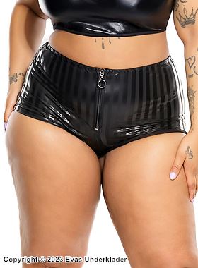 Boyshort-Höschen, hohe Taille, Front-Reißverschluss, vertikale Streifen, Plus Size